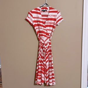 Women’s orange and white striped dress